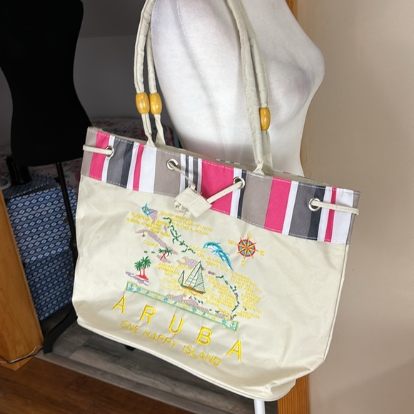 Aruba One Happy Island Beach Bag NWOT Map - Picture 1 of 9